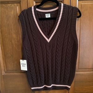 Sunday Best V-Neck Brown and Pink Sweater